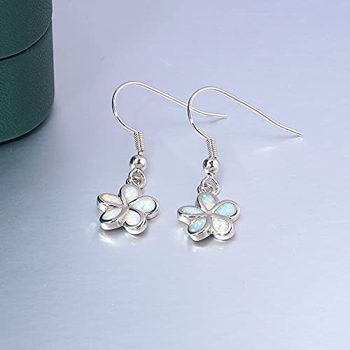 Cinily Womens Flower Dangle Drop Earrings For Teen Girls Opal Earrings White Gold Plated Opal Jewelry Gift #TOP2