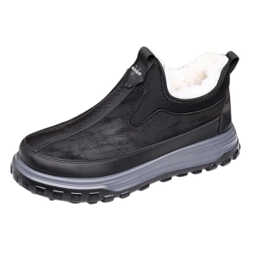 Botas de trekking para hombre, impermeables, para invierno, antideslizantes, forradas, cálidas, con suela gruesa, para senderismo, tiempo libre, botas impermeables, Negro , 45 EU