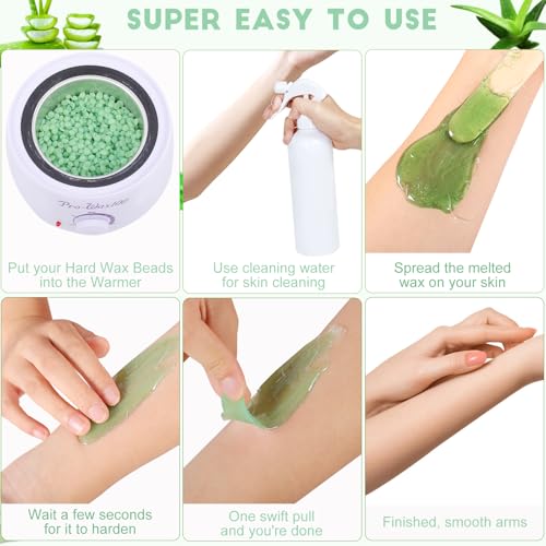Image of PURPLESKY Waxing Beads for Hair Removal - 1lb Hard Aloe-Scented Beads for Bikini, Leg, Chest, Back, Face with 10 Wax Sticks