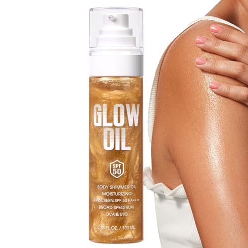 Oil Body Glow - Aceites de protección solar de cuerpo completo de 100 ml con SPF50 para viajes, picnic de playa y fu nción hidratante de la piel, protección solar para acampar el uso al aire libre