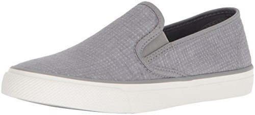 Sperry Women's Seaside Two-Tone Linen Sneaker, Grey/White, 8.5 Medium US