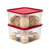 TIEWPANMI Cookie Storage Containers Airtight (2-Pack) – 3.7L Square Plastic...