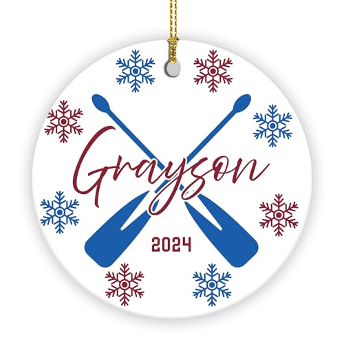Personalized Rowing Christmas Ornament, Paddles Gifts for Rowers, Crew Team Ornament, Row Team Xmas Decor, Row Xmas Keepsake, Rowing Decorations