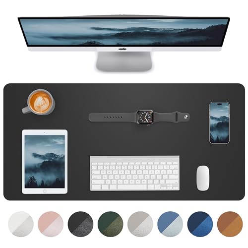 Image of Non-Slip Desk Pad,Mouse Pad,Waterproof PU Leather Desk Protector,Ultra Thin Large Desk Blotter,Waterproof Keyboard mat for Office /Home /Decor(Black 23.6 inch x 13 inch)