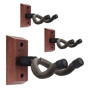 Neboic 3 Pack of Guitar Hanger, Guitar Wall Mount Display Bracket with Soft Padded Guitar Holder, Hard Wood Base Guitar…