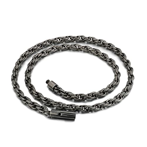 Collier acier inoxydable long 67cm chaîne Singapour homme femme collier gris punk fantaisie large