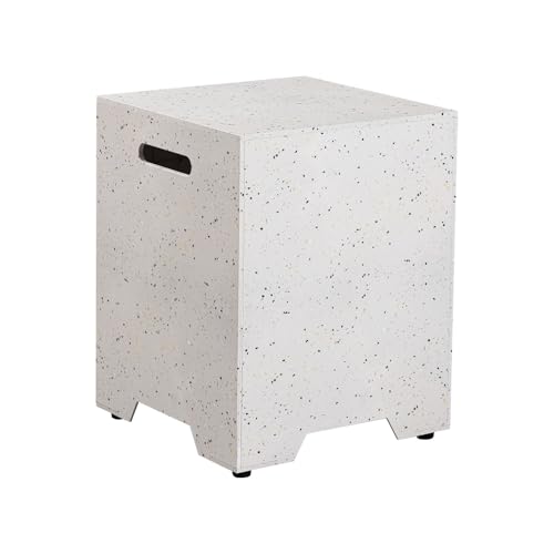 COSIEST Propane Tank Cover with Side Handles 20lb Gas Tank Cover 15.7 inch Outdoor Hideaway Tank Table for Gas Fire Pits-Terrazzo Colorful