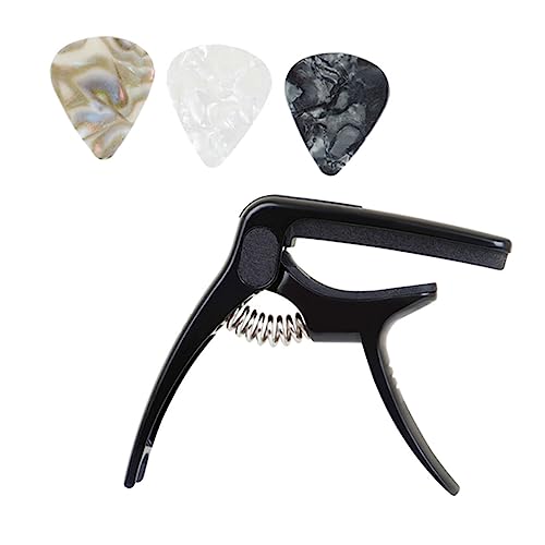 Milisten Practical Metal Guitar Capo Plectrum Set Quick Release for Acoustic Guitars and Musicians