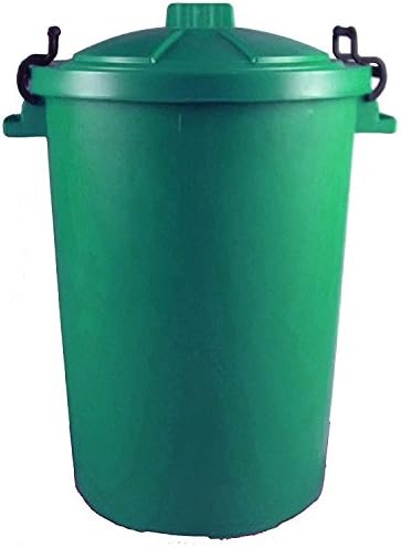 85 Litre 85L Extra Large Colour Plastic Dustbin Garden Bin Clip on Locking Lid Heavy Duty for Rubbish Recycle Waste Animal Feed Storage Unit (1, Black)