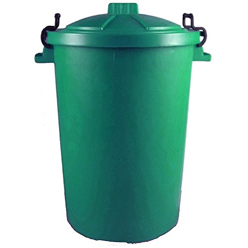 Easy Shopping 85 Litre 85L Extra Large Colour Plastic Dustbin Garden Bin Clip on Locking Lid Heavy Duty for Rubbish Recycle Waste Animal Feed Storage Unit (1, Green)