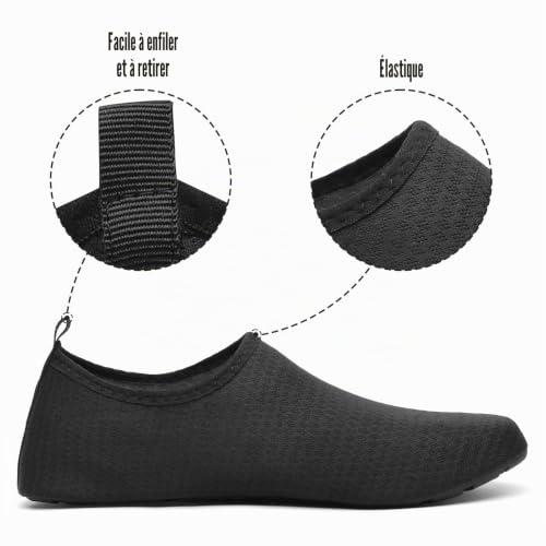 SAGUARO Chaussures Aquatiques Homme Chaussures d'eau Femme Chaussure de Plage Séchage Rapide Chaussures Plongée pour Mer Nautiques Baignade Riviere Noir Eerie GR. 46/47 EU – vue 4