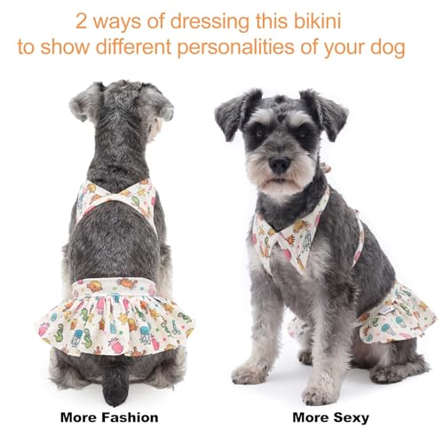 Image of CuteBone Dog Bikini Dress, Stylish Swimsuit Costume for Small Dogs, Comfortable & Adjustable Puppy Bathing Suit, Soft Outfit Pet Apparel for Beach, Pool and Summer Fun DB36S