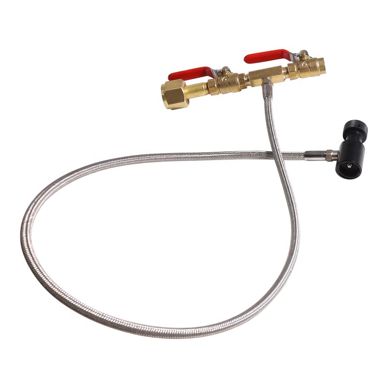 TUXING CO2 PCP Refill Adapter Filling Station Connector Kit, CGA320 and G1/2-14 CO2 Dual Valve Bottle Refill Station with 36 inch Braided Hose for CO2 Tanks