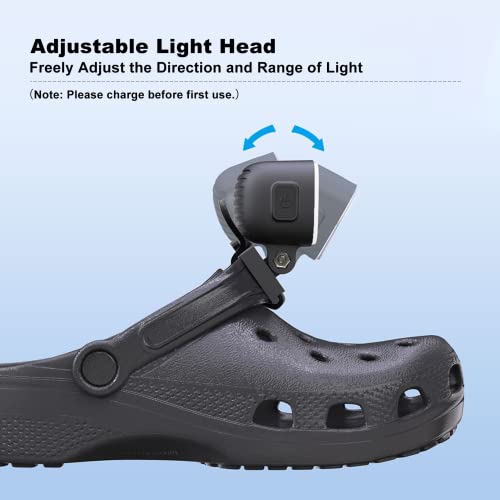 Vodeson LED Headlights for Crocs 2Pcs Crocs Flashlight Accessory Set for Shoes Adjustable, Waterproof, and Rechargeable Perfect Light Up Charm Accessories for Kids, and Adults for Running, Hiking - Thumbnail 2