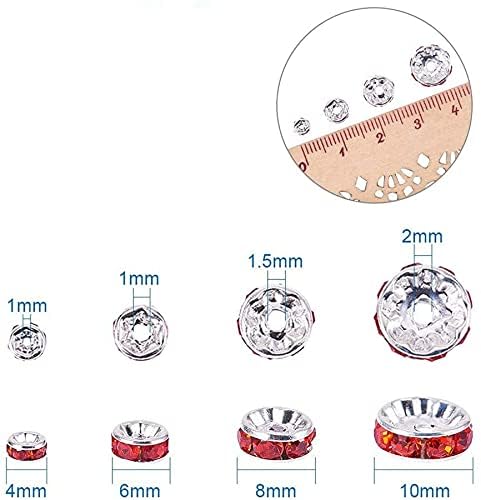 Allb RBS-BLU-L 100Pcs Rondelle Spacer Beads 8Mm Silver Plated Czech Crystal Rhinestone thumb #2