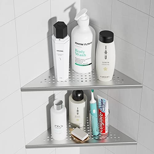 COS25G03BR2 Brushed Nickel Bathroom Corner Shelves 10" Shower Shelf