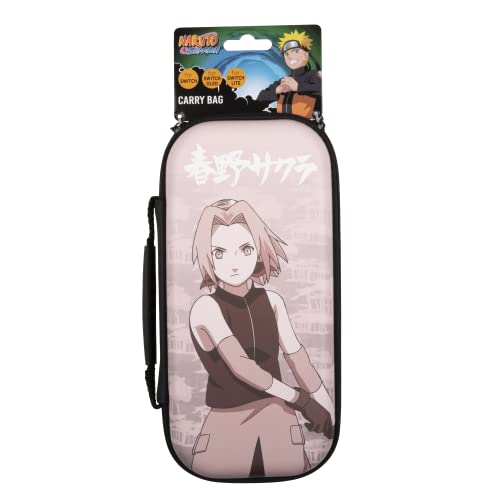 Konix Naruto Shippuden Housse de Protection et Transport pour Consoles Nintendo Switch, Switch Lite et Switch OLED - Rangement 8 Jeux - Motif Sakura