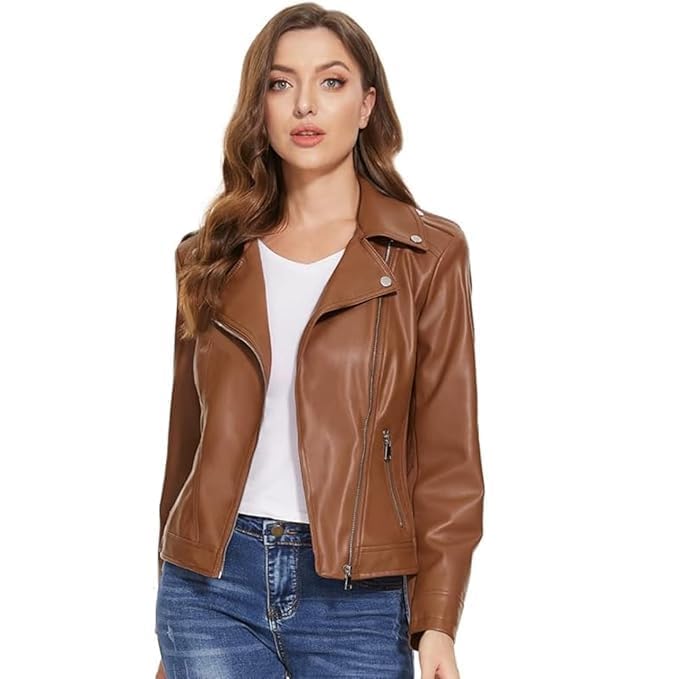 Women Biker Leather Jacket-picture-11