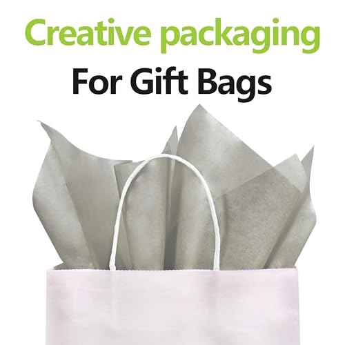 Image of Bobobag 100 Sheets Grey Tissue Paper, 20 inch x 14 inch Tissue Paper for Gift Bags, Bulk Gift Wrapping Tissue for DIY Crafts, Birthday, Christmas and Holiday Decor