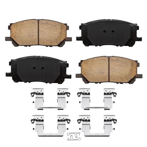 Image of Detroit Axle - Brake Pads for Toyota Highlander Hybrid, Lexus RX330 RX350 RX400h, Ceramic Brake Pads w /Hardware Front Rear Replacement Brakes