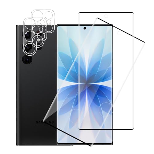 Carantee 2+2 Stück Schutzfolie für Panzerglas für Samsung Galaxy S23 Ultra 5G, 3D Keine Blasen Folie mit Kameraschutz, K...