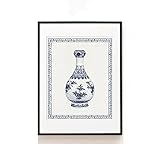 Poster da Parete Poster E Stampe Stampe d\'Arte Orientale Stampe su Porcellana Cinese Murales in Porcellana Bianca E Blu Poster da Parete in Porcellana retrò Vintage Art - 50X70Cm
