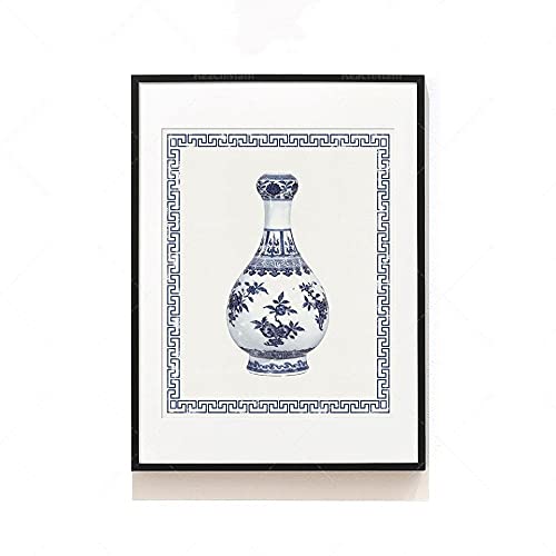  Poster da Parete Poster E Stampe Stampe d\'Arte Orientale Stampe su Porcellana Cinese Murales in Porcellana Bianca E Blu Poster da Parete in Porcellana retrò Vintage Art - 50X70Cm