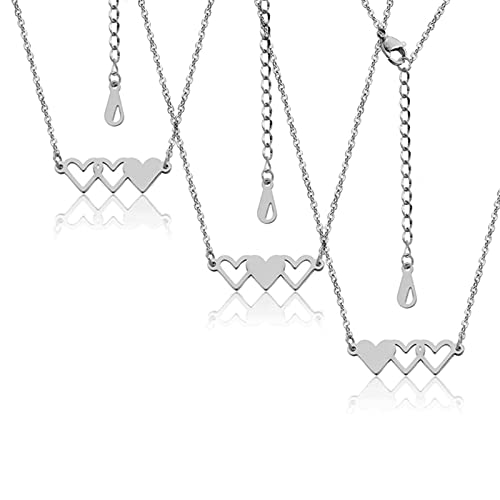 Image of Sunflower Jewellery Friendship Necklace for 3 4 Stainless Steel Heart-Shaped Necklace /Bracelet Three Hearts Composed of Friendship Necklace /Bracelet, Gifts for Friends