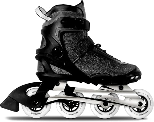 Image of Inline Skates PRO for Adult Women - ABEC-9 Bearing with Breathable Lining for Male Female, Optional Brake, Size W 6-9, Black