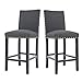 GOTMINSI Upholstered Bar Stools, Nailhead 24 Inches Counter Height Stools Upholstered Bar Stools with Solid Wood Legs, Set of 2 (Charcoal)