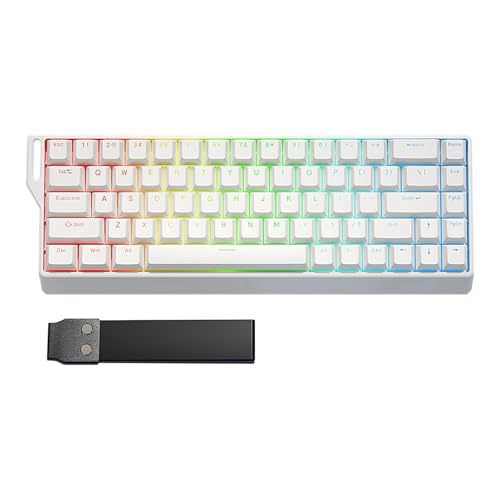 60% Wireless Mechanical Keyboard, MACHNIVO K15 68 Keys PC Gaming Keyboard, 2.4Ghz/Bluetooth/USB-C, RGB Hot Swappable Keyboard Compatible with Windows/Mac (Linear Ivory Switch, White)