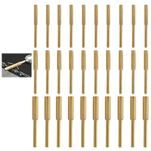 30 Piezas de Cabezal de Pulido en Diamante, Kit de Afilador para Motosierras,Herramientas de Afilado para Cadenas,Piedras de Afilar Tamaños: 4mm, 4.8mm, 5.5mm,para Afilar y Pulir Múltiples Materiales
