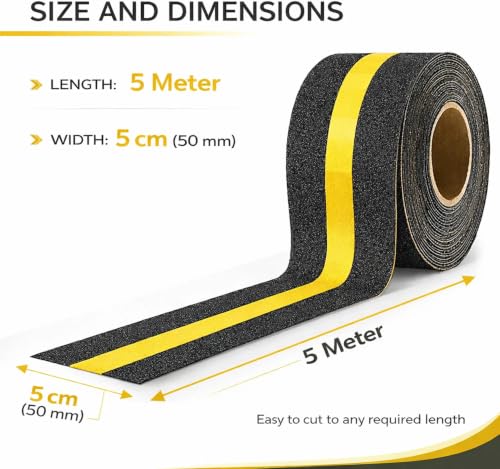 Image of YORWE Anti Slip Stair Tape with Glow in the Dark Strip - Heavy Duty Waterproof Non Slip Traction Tape for Stairs, Steps, Outdoor & Indoor Safety (Green, 15 Meter)