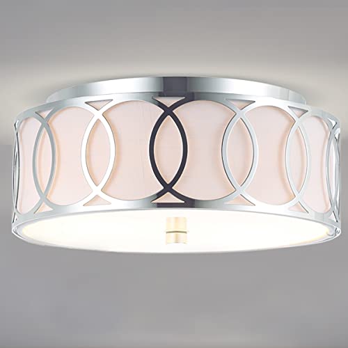 Jonathan Y Jyl3502B Aria 2-Light 12.25" Metal Led Flush Mount Contemporary,Transitional Dimmable, 2700K Cozy Warm Light, For Kitchen,Hallway,Bathroom,Stairwell, Chrome #TOP3