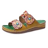 Gibobby Womens Slippers,Womens Flower Wedge Flip Flops Open Toe Casual Flats Sandals Beach Office Walking Shoes House Gardening Shoes