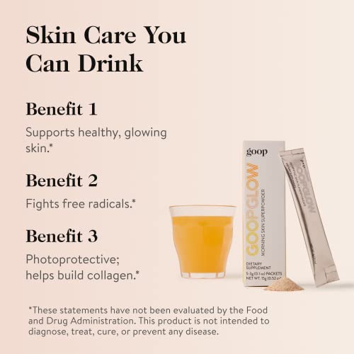 goop Beauty Morning Skin Drink Mix | Beverage Powder to Protect Against Signs of Aging | Vitamin C, Vitamin E, & CoQ10 | Lemon Verbena & Orange Flavor | Non-GMO, Gluten-Free, & Vegan | 30 Pack