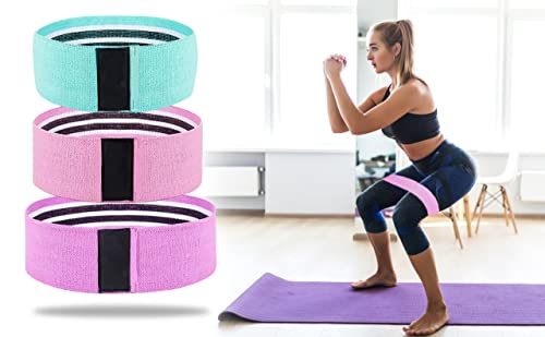 EZTECHO Booty Bands,Set of 3 Resistance Bands for Legs and Butt, Booty Bands for Women Hip Bands Wide Workout Bands Sports Fitness Bands Resistance Loops Band Anti Slip Elastic (Pink, Teal, Purple)