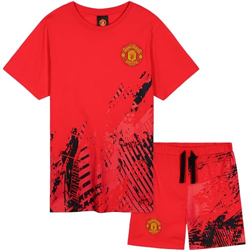 Get Trend Manchester United F.C. Pyjama Garcon Ensembles de Pyjama Enfant et Ado Court Football Été Vêtement de Nuit (7-8 Ans, Rouge Man United)