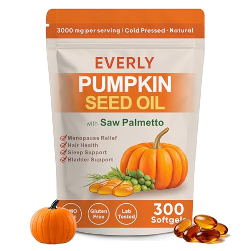ZISKOUD Everly Pumpkin Seed Oil with Saw Palmetto, 300 Softgels, Cold Pressed Pumpkin Seed Oil (1)