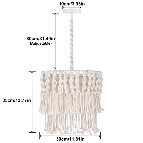 Arturesthome Boho Pendant Light, Adjustable Hanging Light Fixtures With Handmade Macrame Lamp Shade, Bohemian Ceiling Chandelier For Nursery Bedroom Living Room #TOP4