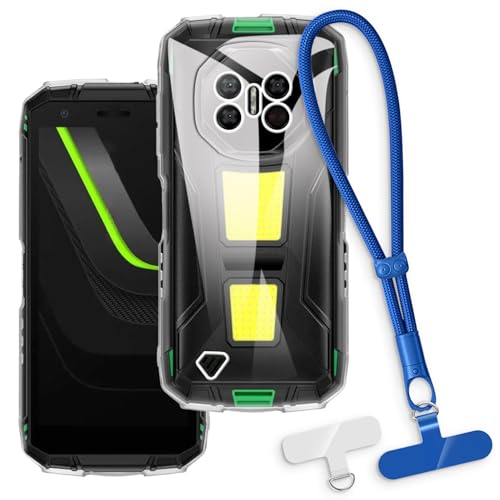 OAGELIM 2-in-1�ی�P�[�X�ƃ��X�g�X�g���b�v Doogee Fire 3 Max 4G �Ƃ̌݊������� ���O���\�ȃ��j���[�h�t���d�b�J�o�[�A����~�ߕ����h�~�O���b�v�n���h�� (�N���A + �u���[)