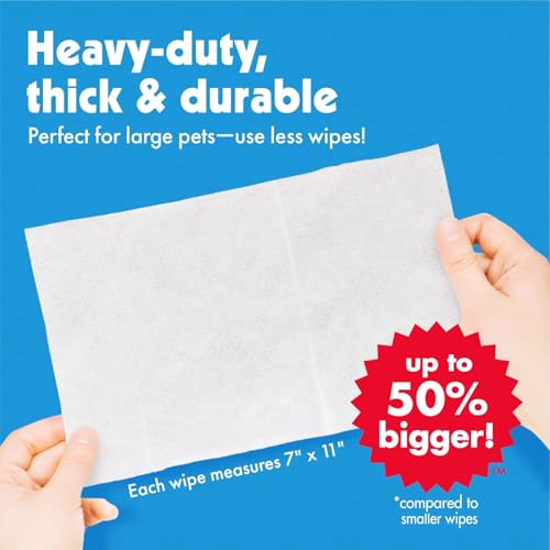 Image of Petkin Big n' Thick Petwipes for Dogs and Cats, Wipes Away Daily Dirt and Odor, Cleans Face, Ears, Body and Eye Area, Super Convenient, Ideal for Home or Travel 100 Wipes | Big N Thick Pet Wipes