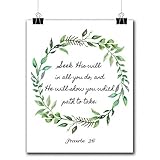 VILIGHT Bible Verses Wall Art Decor Quotes Printed - Inspirational Room Office Decal Posters - 8x10 inches (Proverbs 3:6)