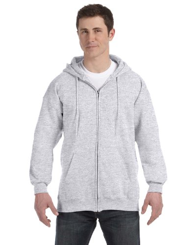 Hanes Mens 9.7 Oz. Ultimate Cotton 90/10 Full-Zip Hood F280 -Ash XL