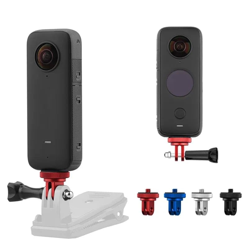 GetZget® 1/4 Screw Mount Adapter Aluminum Alloy Compatible with Insta360 One X6/ X5/ X4/ X3/ X2 / X, DJI Osmo 360, Pocket 3/2/ 1, Action Camera Holder Accessories (Black) 2