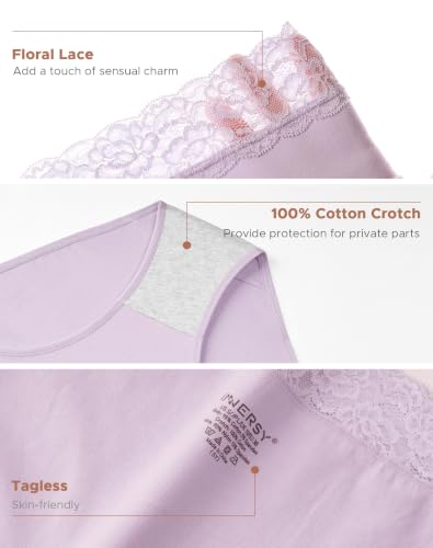 Image of INNERSY Women's Cotton Underwear Lace High Waisted Panties 5-Pack
