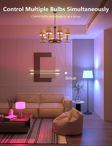 Maxcio Smart Light Bulb, Wifi & Bluetooth Smart Bulbs Work With Alexa & Google Home, A19 E26 Rgbcw Dimmable Color Chaning Bluetooth Light Bulb Music Sync, 60W Equivalent 900Lm, No Hub Required, 2Pack #TOP6