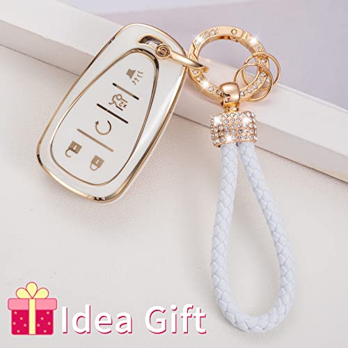 Gematay For Chevy Key Fob Cover, Chevrolet Key Case Shell With Keychain Lanyard Compatible With Chevy Malibu Equinox Traverse Camaro Cruze Blazer Volt Bolt Smart Key Holder #TOP5