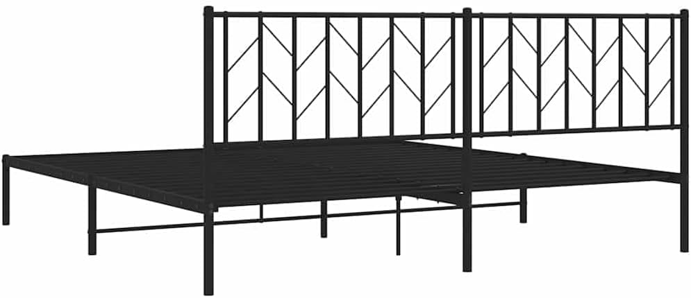 vidaXL Bed Frame Black Powder-Coated Steel Double Size Bed Frame