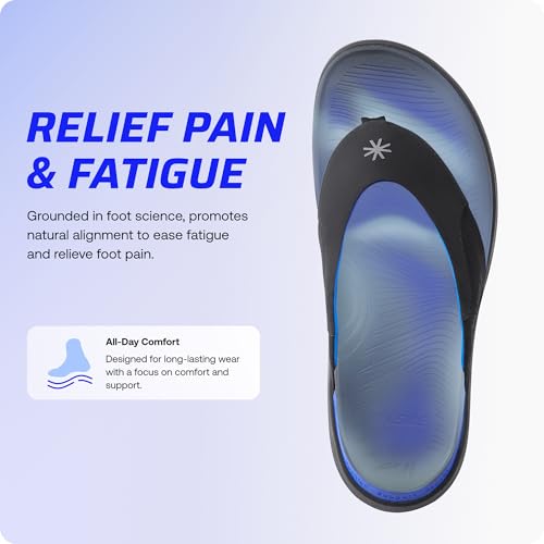 VALSOLE Heavy Duty Support Pain Relief Orthotics Sandals - 220+ lbs Plantar Fasciitis High Arch Support Slippers for Men, Flat Feet Orthotic Flip Flops, Absorb Shock with Every Step,Black3